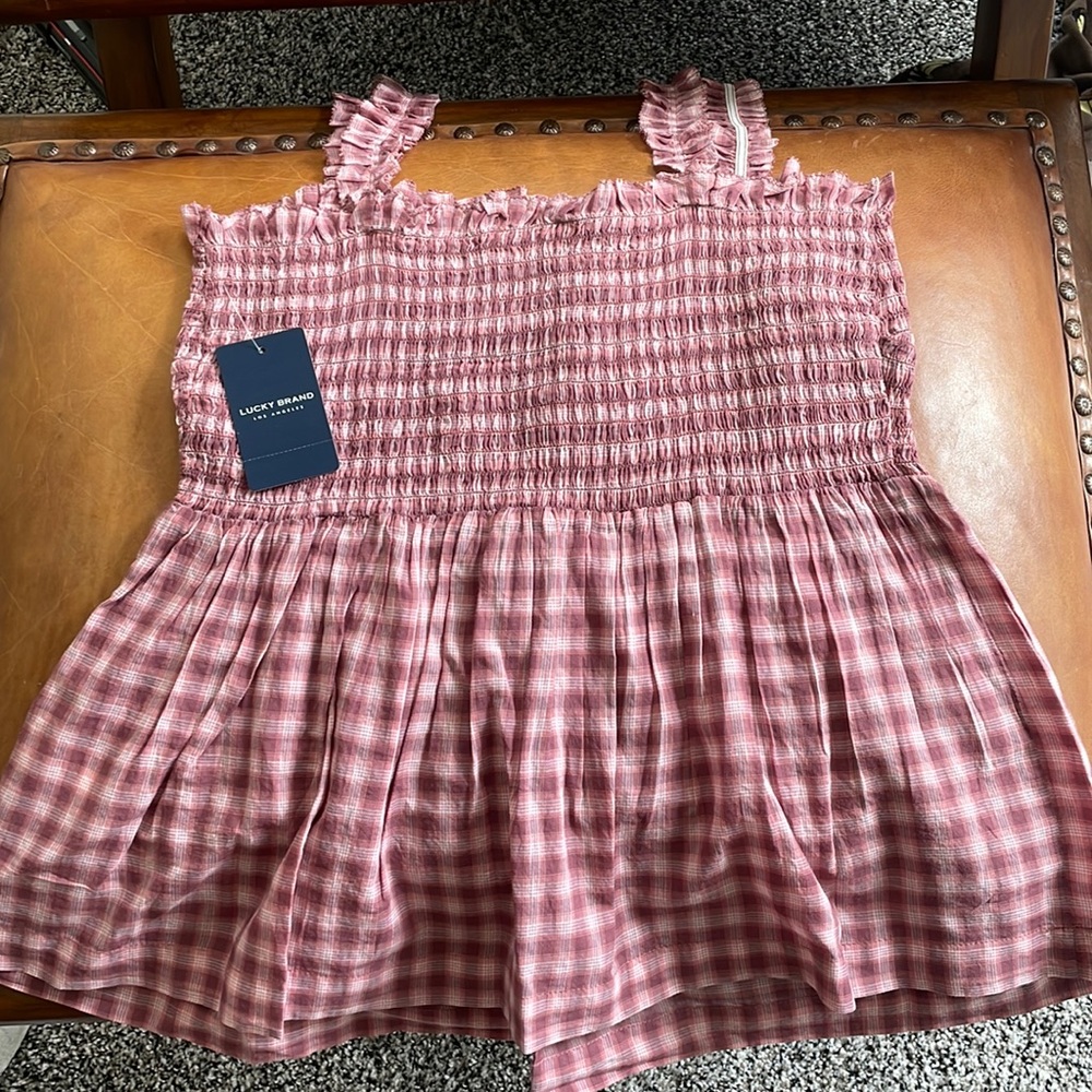 Lucky Brand checkered babydoll tank